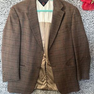 Vintage Tommy Hilfiger Men's Plaid Blazer Brown Size 41 R Formal 3-Button